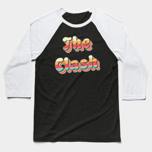 The Clash Retro Stacked Rainbow Typography Baseball T-Shirt
